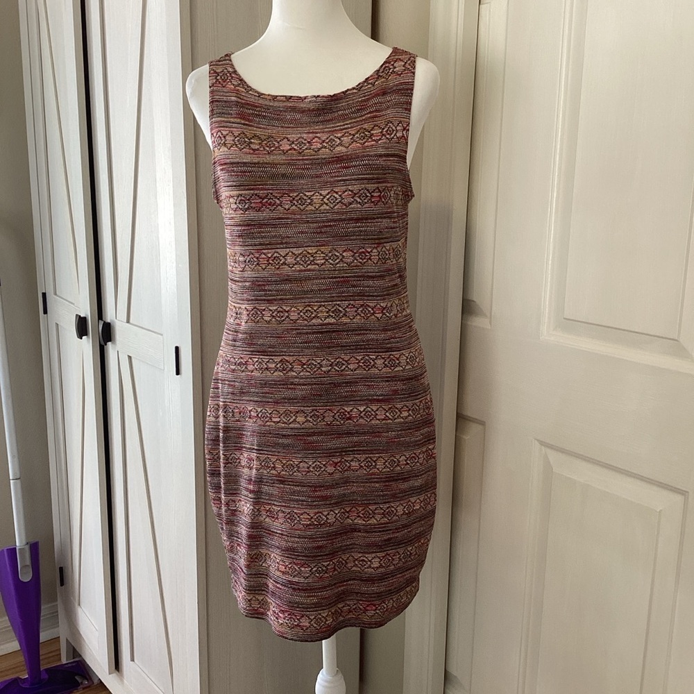 Aqua Blues Rust Colored Patterned Mini Tank Dress - Multicolor Sz XS